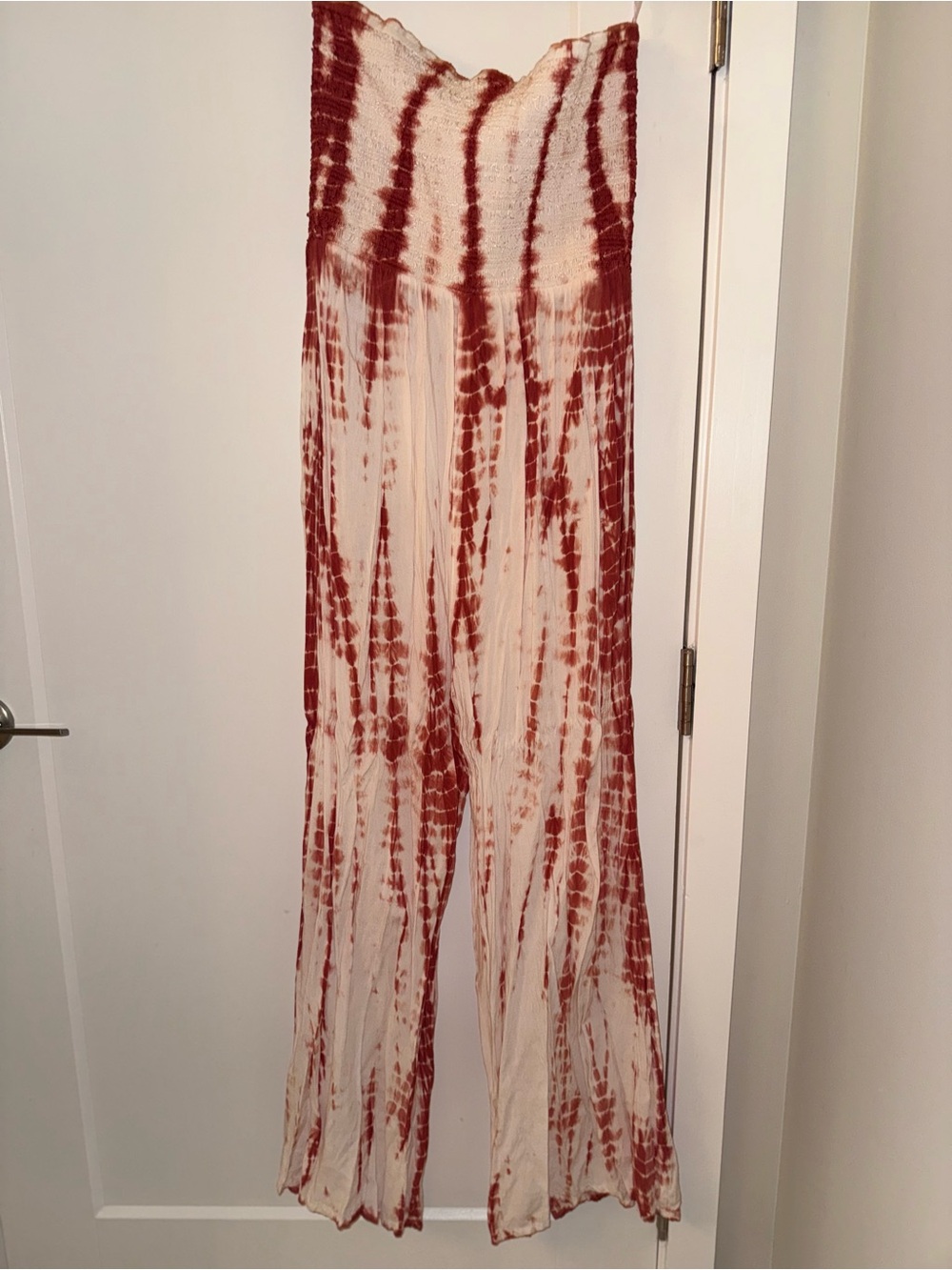 Jumpsuit BoHo Tie Dye Strapless Smocked Wide Leg Jumpsuit Romper  Women Large - Picture 7 of 7